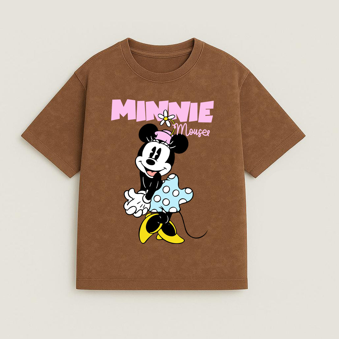 CAMISETA OVERSIZE ACID WASH MINNIE RETRO