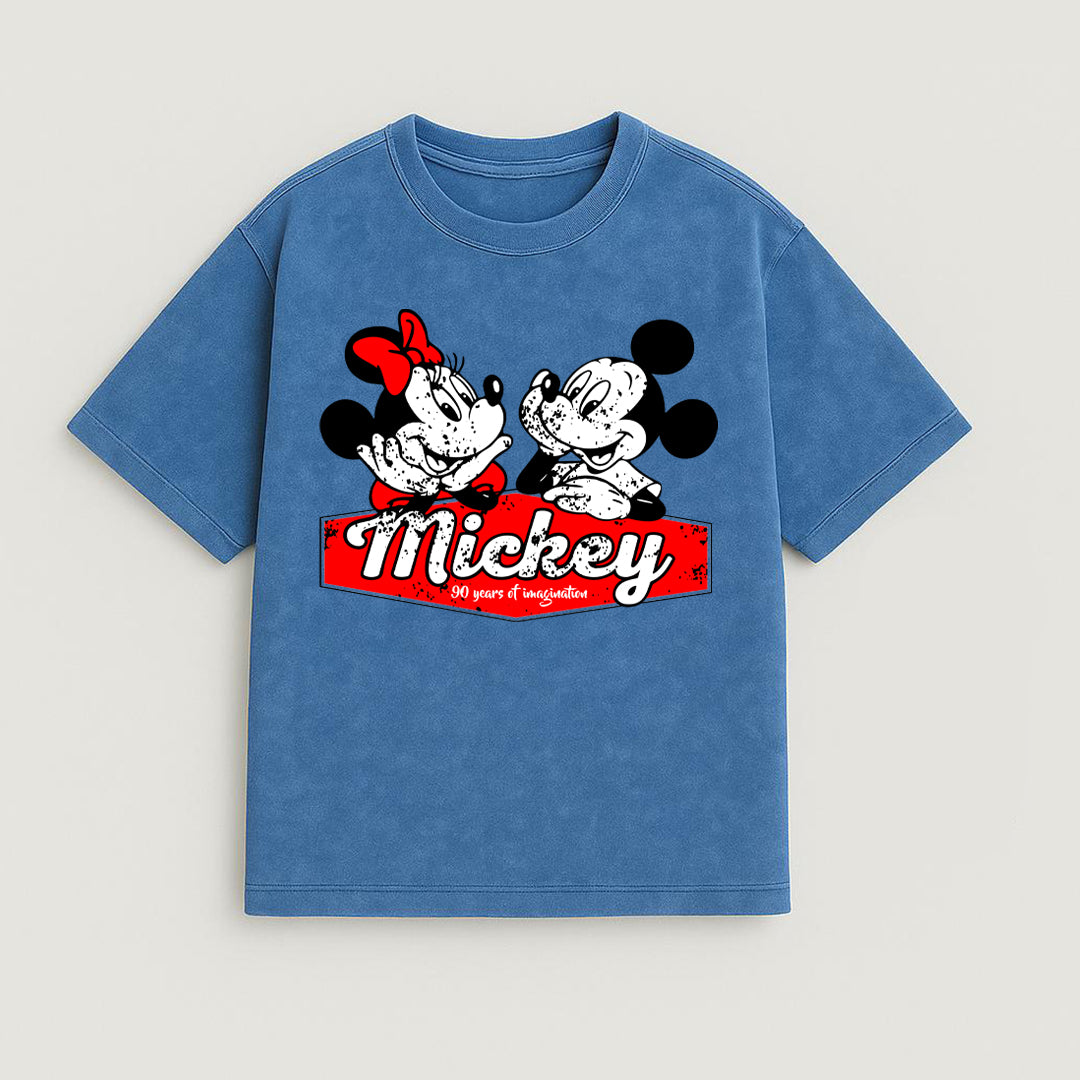 CAMISETA OVERSIZE ACID WASH MINNIE MICKEY