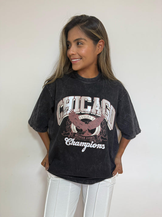 CAMISETA OVERSIZE ACID WASH CHICAGO