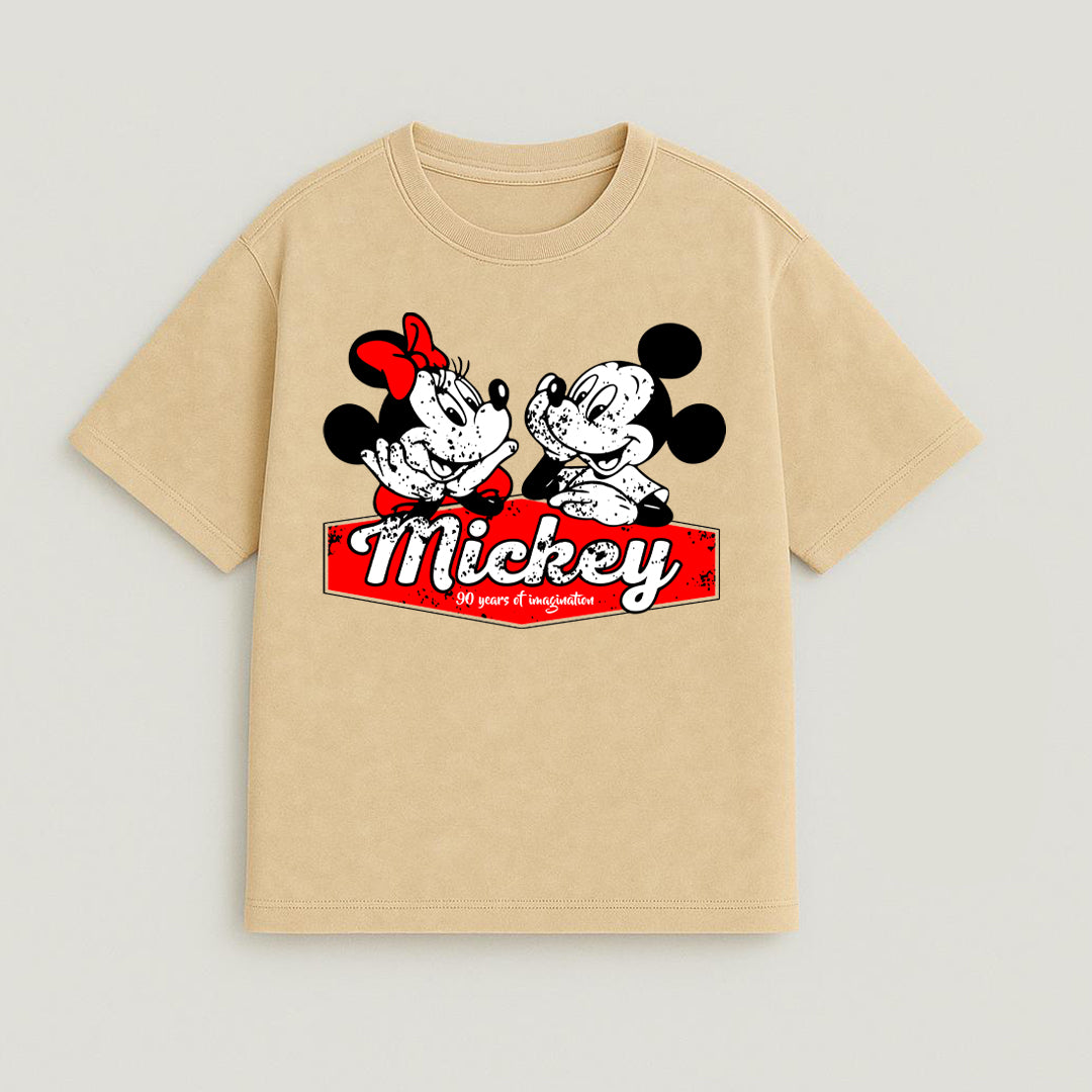 CAMISETA OVERSIZE ACID WASH MINNIE MICKEY