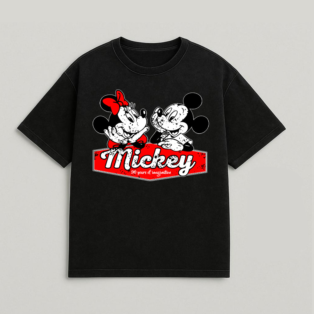 CAMISETA OVERSIZE ACID WASH MINNIE MICKEY