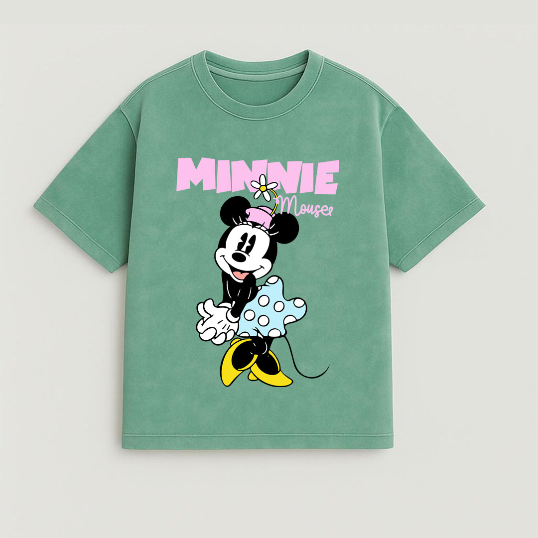 CAMISETA OVERSIZE ACID WASH MINNIE RETRO