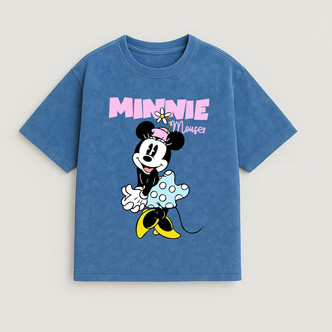 CAMISETA OVERSIZE ACID WASH MINNIE RETRO