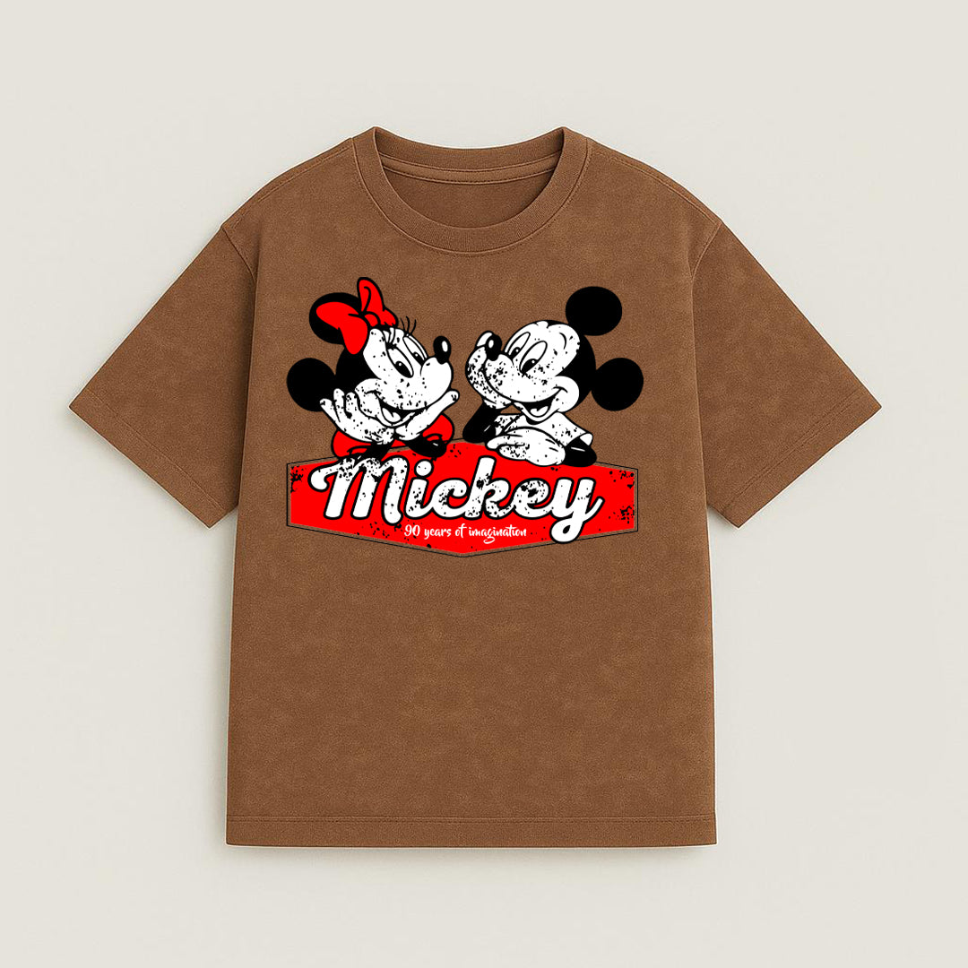 CAMISETA OVERSIZE ACID WASH MINNIE MICKEY