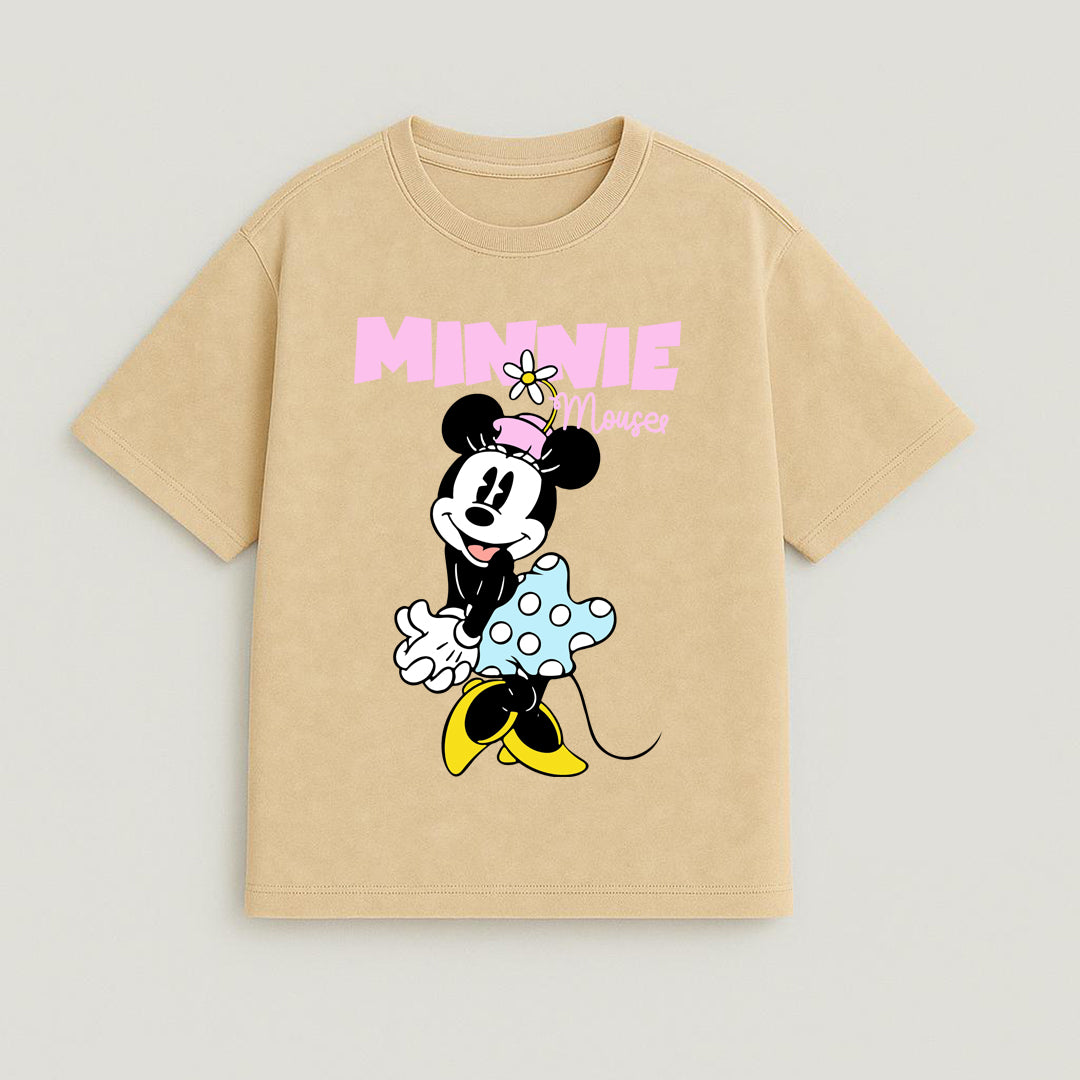 CAMISETA OVERSIZE ACID WASH MINNIE RETRO