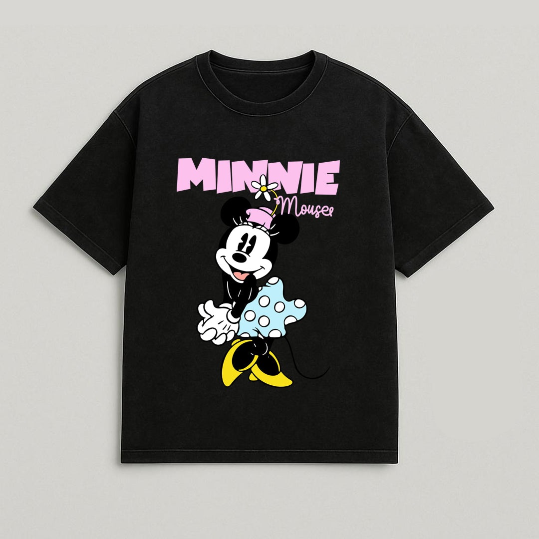CAMISETA OVERSIZE ACID WASH MINNIE RETRO