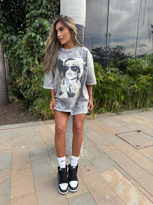 CAMISETA OVERSIZE ACID WASH MUJER