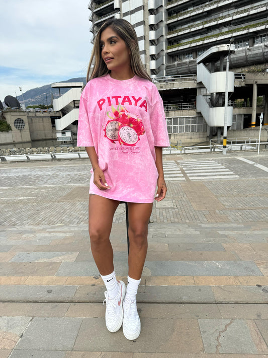 CAMISETA OVERSIZE ACID WASH PITAYA
