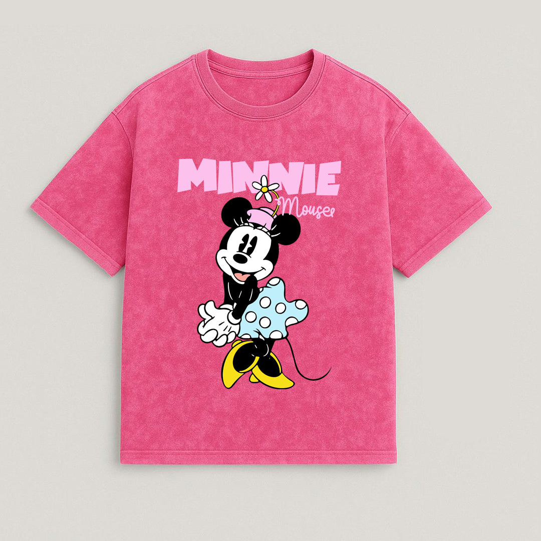 CAMISETA OVERSIZE ACID WASH MINNIE RETRO
