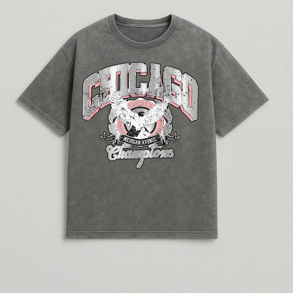 CAMISETA OVERSIZE ACID WASH CHICAGO